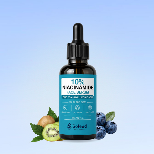 Soleed 10% Niacinamide Face Serum with Zinc PCA & Hyaluronic Acid – Brightening, Oil Control & Pore Care – 30ml