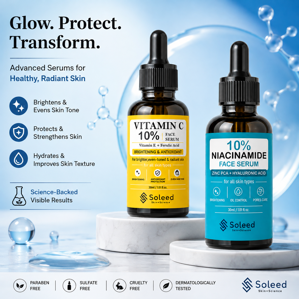Soleed Vitamin C 10% + Niacinamide 10% Face Serum Combo – 30ml Each