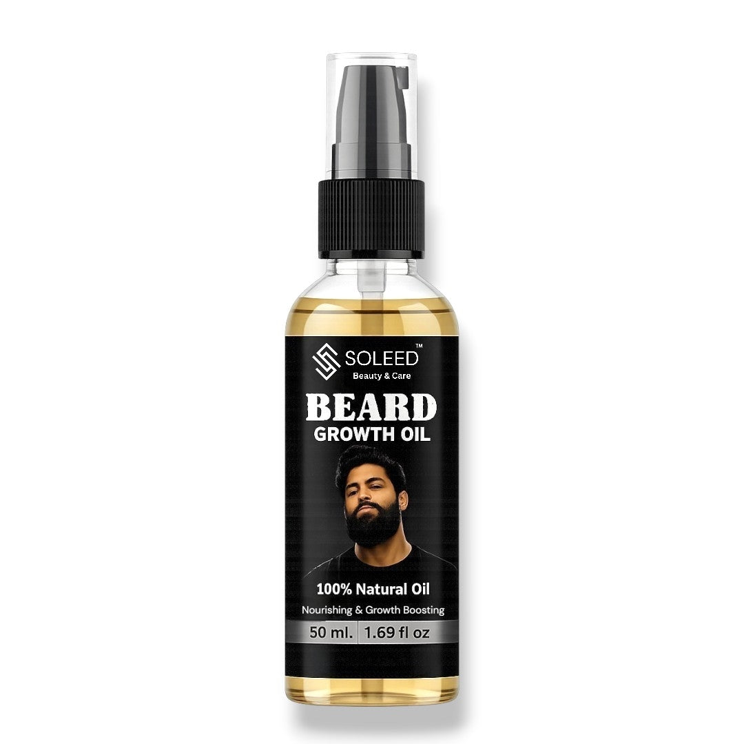 SOLEED Beard Growth Oil – Natural Beard Growth & Nourishing Oil for Men | Thick, Soft & Healthy Beard | 50ml