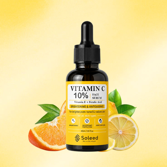 Soleed Vitamin C 10% Face Serum with Vitamin E & Ferulic Acid | Brightening & Antioxidant Serum | 30ml