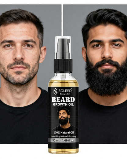 SOLEED Beard Growth Oil – Natural Beard Growth & Nourishing Oil for Men | Thick, Soft & Healthy Beard | 50ml