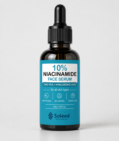 Soleed 10% Niacinamide Face Serum with Zinc PCA & Hyaluronic Acid – Brightening, Oil Control & Pore Care – 30ml