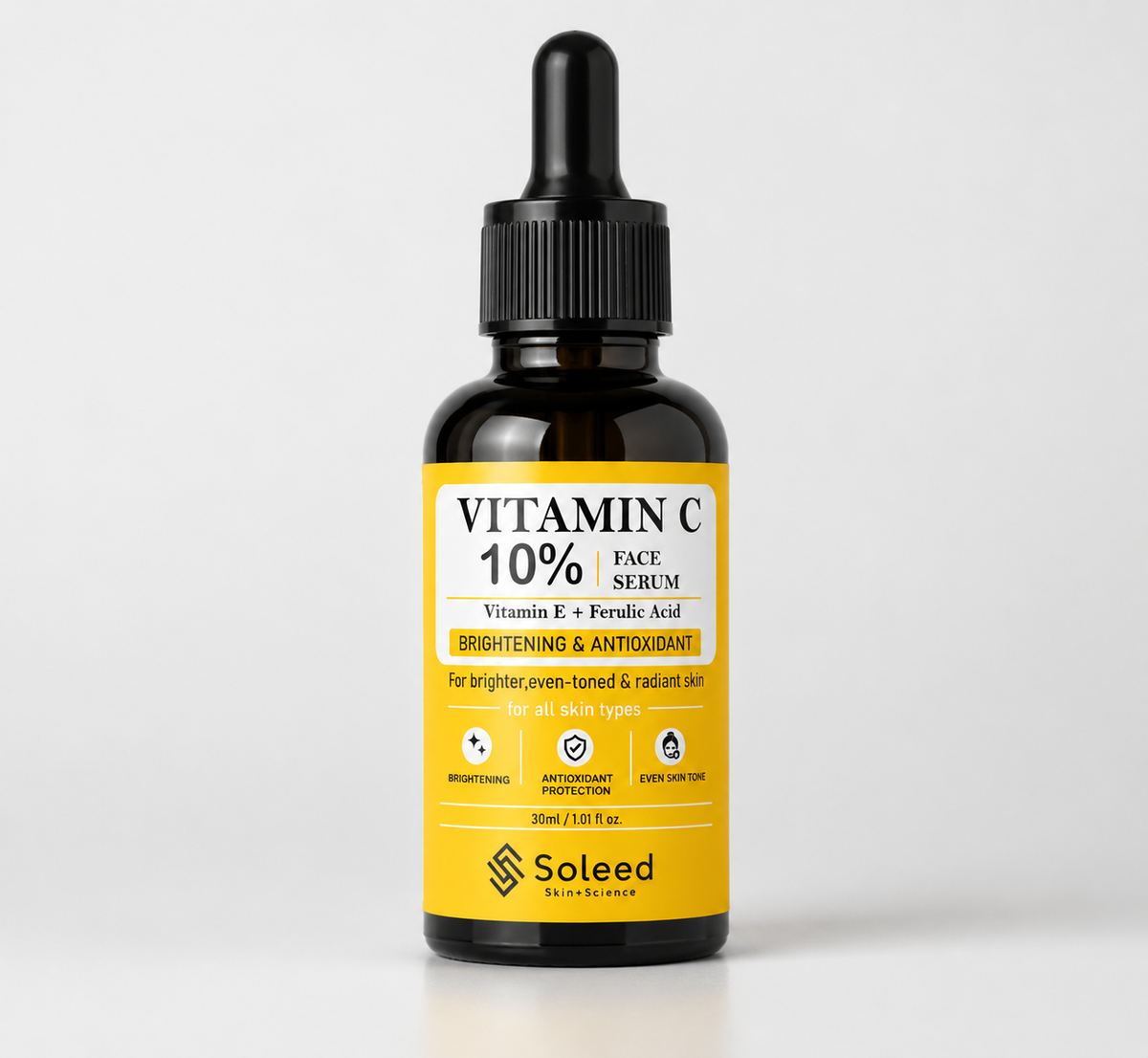 Soleed Vitamin C 10% Face Serum with Vitamin E & Ferulic Acid | Brightening & Antioxidant Serum | 30ml